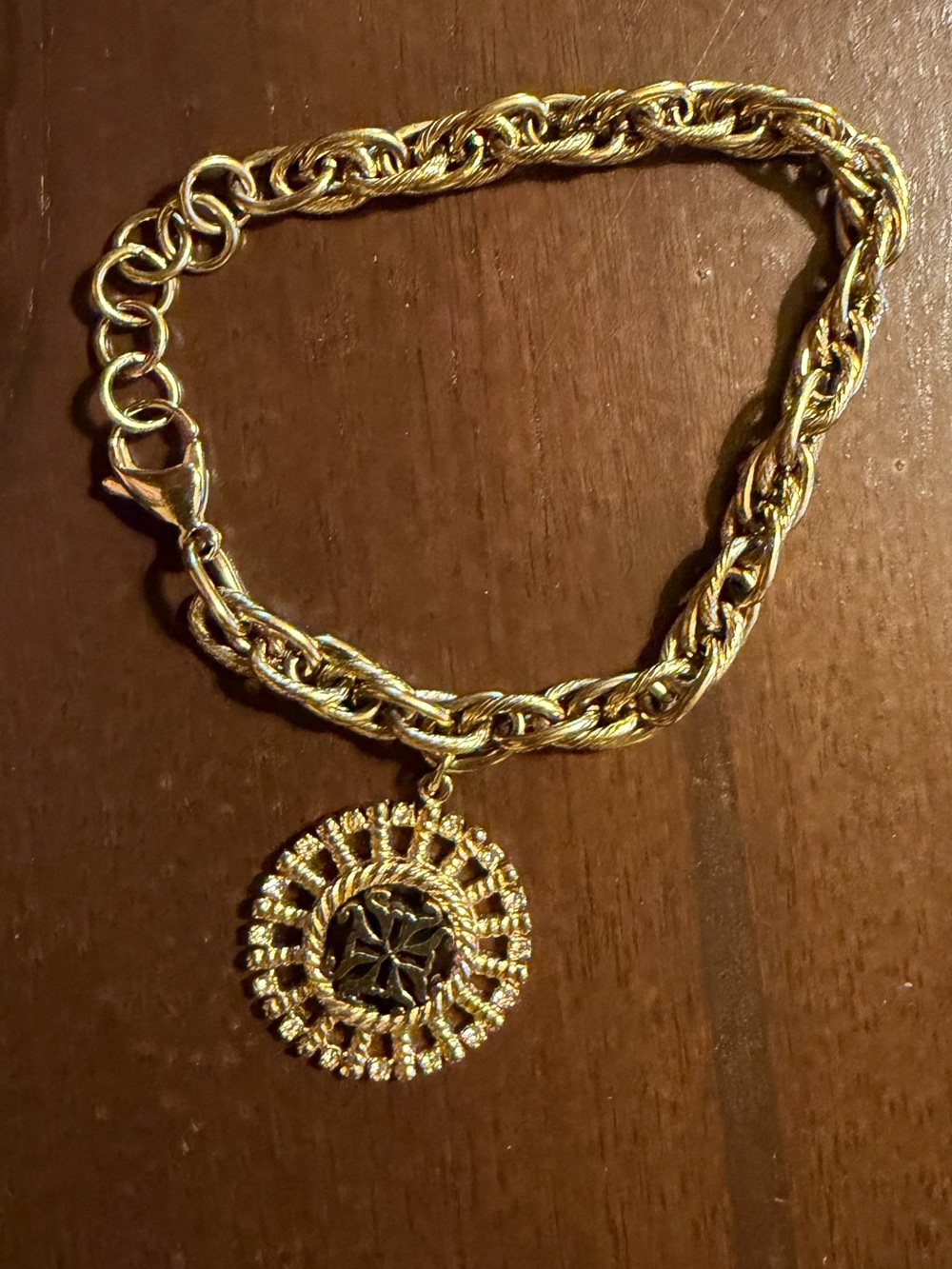 Rustic cuff Gold-Tone Pendant Chain Bracelet - Women Jewelry